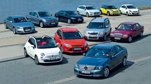 Audi A8, BMW X3, VW Jetta, Volvo V60, Mini Cooper, Opel Corsa, Mercedes C250, Fiat 500C, Ford Focus, Skoda Yeti, Mercedes 190